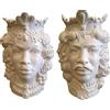 TERAKOTA CERAMICHE - Teste di moro in ceramica siciliana bianca modello Africani coppia 38 cm ottimo dettaglio e rilievo con dedica personalizzabile
