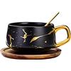 TELANKS - Set di una tazza e un piattino, in porcellana, per case e locali, 300 ml, nero