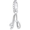 GLOWDAS Lettera A Charms Alfabeto Ciondolo, 925 Argento Sterling Iniziale a Ciondoli CZ Perlina Fit Pandora Anniversario Braccialetto con Letra, Regali per la Zia/Festa della Mamma/Agosto Compleanno/Zia