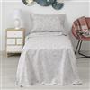 Baroni Home Set Lenzuola Letto Completo Decorato, 100% Cotone (Singolo, Tortora a Fiori Piccoli)