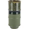 Flair Flower Vaso per fiori in ceramica scanalata, a forma di cilindro, verde, grigio, marrone, opaco, lucido, vaso decorativo per fiori, erba della pampa, fiori secchi, rami, fiori artificiali, decorazione da