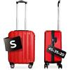 DS-Lux Valigia da viaggio di alta qualità, rigida, trolley trolley a mano, in plastica ABS con serratura TSA, 4 ruote spinner (S-M-L-Set), Colore: rosso, s, Confezione con ruote girevoli