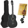 Juan Miguel Navarrez chitarra da concerto, chitarra classica, 4/4 nero, Starter Set (incl. borsa, plettri, libro con CD, accordatore)