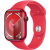 Apple Watch Series 9 GPS 45mm Smartwatch con cassa in alluminio (PRODUCT) RED e Cinturino Sport (PRODUCT) RED - S/M. Fitness tracker, app Livelli O₂, display Retina always-on, resistente all'acqua