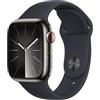 Apple Watch Series 9 GPS + Cellular 41mm Smartwatch con cassa in acciaio inossidabile color grafite e Cinturino Sport mezzanotte - M/L. Fitness tracker, app Livelli O₂, display Retina always-on