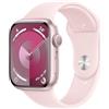 Apple Watch Series 9 GPS 45mm Smartwatch con cassa in alluminio rosa e Cinturino Sport rosa confetto - S/M. Fitness tracker, app Livelli O₂, display Retina always-on, resistente all'acqua