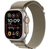 Apple Watch Ultra 2 GPS + Cellular 49mm Smartwatch con robusta cassa in titanio e Alpine Loop oliva - Large. Fitness tracker, GPS di precisione, tasto Azione, batteria a lunghissima durata