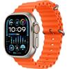 Apple Watch Ultra 2 GPS + Cellular 49mm Smartwatch con robusta cassa in titanio e Cinturino Ocean arancione. Fitness tracker, GPS di precisione, tasto Azione, batteria a lunghissima durata