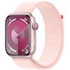 Apple Watch Series 9 GPS + Cellular 45mm Smartwatch con cassa in alluminio rosa e Sport Loop rosa confetto. Fitness tracker, app Livelli O₂, display Retina always-on, resistente all'acqua