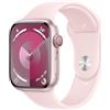 Apple Watch Series 9 GPS + Cellular 45mm Smartwatch con cassa in alluminio rosa e Cinturino Sport rosa confetto - M/L. Fitness tracker, app Livelli O₂, display Retina always-on, resistente all'acqua