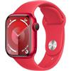 Apple Watch Series 9 GPS 41mm Smartwatch con cassa in alluminio (PRODUCT) RED e Cinturino Sport (PRODUCT) RED - M/L. Fitness tracker, app Livelli O₂, display Retina always-on, resistente all'acqua