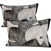 PETTI Artigiani Italiani - Coppia di Federe Cuscino 50x80 cm in Microfibra, Cuscini Arredo Camera da Letto, Divano, Salotto, Set 2 Fodere Copricuscino, Federa Tropical Nero A, 100% Made in Italy