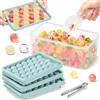 BOXLUNT Ghiaccio Stampo, Rotondo Stampo Ghiaccio con Coperchio, 1in x 99Pcs Cubetti Ghiaccio Ice Cube Tray Forma Ghiaccio con Pinze Cucchiaio e Scatola Portaoggetti per Birra Cocktail Whiskey Caffè - Blu
