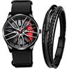 ROSSOM Orologio da uomo sportivo di marca da uomo con design scava fuori cinturino in nylon orologio al quarzo analogico militare da uomo per orologio da uomo con pinza ruota BMW