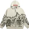 Silver Basic Unisex Y2K Jacket Zip Up Hoodies Style Skeleton Felpe con Cappuccio da Uomo Fashion Punk Streetwear 90s E-Girl Top Anni 2000 Primavera Casual Vintage Rock Felpe M,Colore Albicocca -2