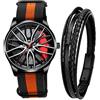 ROSSOM Orologio da uomo sportivo di marca da uomo con design scava fuori cinturino in nylon orologio al quarzo analogico militare da uomo per orologio da uomo con pinza ruota BMW