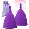 M MUNCASO Coppette mestruali, 2 coppette mestruali riutilizzabili, più comode, da donna, super morbide e flessibili, coppette sensibili con dimensioni piccole e grandi (viola, S)