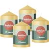 Bolsius Candele a pilastro, beige, confezione da 4, 8 x 6 cm, candele decorative per la casa, lunga durata di 17 ore, non profumate, 5% cera vegana naturale, senza olio di palma