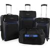 NAUTICA Seascape Collection - Set di 4 valigie Softside, nero/blu, Seascape Collection - Set di 4 valigie Softside