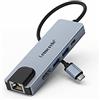 Lemorele Hub USB C Ethernet, 5-in-1 Alluminio Docking Station con HDMI 4K, 100M RJ45, USB-A 3.0/2.0, PD 100W, Multiporta Adattatore USB per Windows, Switch, iPad, iOS, Android, MacBook Air/Pro