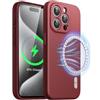 JETech Cover Magnetica Silicone per iPhone 15 Pro Max 6,7 Pollici, Compatibile con MagSafe, Custodia Telefono con Protezione Fotocamera Completa (Bordeaux)