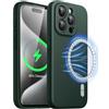JETech Cover Magnetica Silicone per iPhone 15 Pro Max 6,7 Pollici, Compatibile con MagSafe, Custodia Telefono con Protezione Fotocamera Completa (Verde Notte)