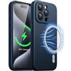 JETech Cover Magnetica Silicone per iPhone 15 Pro Max 6,7 Pollici, Compatibile con MagSafe, Custodia Telefono con Protezione Fotocamera Completa (Navy)