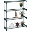 Relaxdays Scaffale Porta Piante da Interno, 4 Ripiani, Mobiletto per Vasi, Metallo e Plastica, HLP 109x91x28,5 cm, Verde