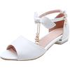IQYU Sandali per bambini Ragazze 9-11 Anno Scarpe per bambini Open Toe Alta Cristallo Scarpe da Principessa Sandali Estivi Eleganti Comodi Bambini Sandali Singoli Scarpe Con Fiocco, bianco, 37