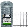 MED Rete Recinzione Elettrosaldata Zincata 50X75 mm Rotolo 25 mt (H 200 CM)