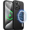JETech Cover Magnetica Silicone per iPhone 15 Pro Max 6,7 Pollici, Compatibile con MagSafe, Custodia Telefono con Protezione Fotocamera Completa (Nero)