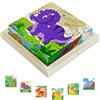 TK99SW Montessori, puzzle in legno, puzzle a cubo in 3D, 6 in 1, motivo: dinosauro, per bambini a partire dai 1 2 3 anni, giocattolo educativo Montessori, regalo per ragazzi e ragazze