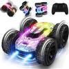 Vrxeqi Macchina Telecomandata, Rotazione a 360° con Luce LED 2.4GHZ 4WD RC Auto Telecomandata 3-12 Anni RC Auto Giochi Interno All'Aperto Giardino Regalo Bambino Compleanno Giocattolo, Aregento