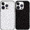Yoedge 2 × Cover per Apple iPhone 14 Pro 6,1 - Custodia Leopardato Nero per Telefono Aesthetic Disegni, Bianco Leopardo Custodie Protettiva per Cellulare TPU Silicone Antiurto per iPhone 14 Pro case