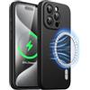 JETech Cover Magnetica Silicone per iPhone 15 Pro 6,1 Pollici, Compatibile con MagSafe, Custodia Telefono con Protezione Fotocamera Completa (Nero)