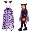 Hifot Costume Pipistrello per Bambine 2 Pz, Pipistrello Tulle Mantello e Cerchietto Pipistrello, Costumi Halloween Bambini Costume Vestito Vampira Bambina Halloween Mantello per Feste di Cosplay Carnevale