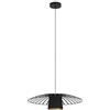 Eglo Felixkirk- Lampada a sospensione, da appendere sopra il tavolo da pranzo, rotonda, in metallo nero, con attacco E27, diametro 57 cm
