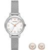 Emporio Armani Orologio da donna, movimento a tre lancette, cassa in acciaio inossidabile riciclato (almeno 50%) da 32 mm con cinturino in maglia di acciaio inossidabile, AR80065SET