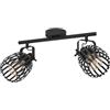 Eglo Girona - Lampada da soffitto a 2 luci con faretti spot orientabili, plafoniera in metallo nero e ottone spazzolato, spot da soffitto con attacco E27