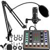 Xisono Podcast Equipment Bundle Interfaccia audio, Mixer DJ, Microfono condensatore BM-800, attrezzatura studio, braccio microfono, Bluetooth streaming, Voice over, canto, PC