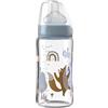 Nip 35063 - Biberon a collo ampio Glas Boy con tettarella in silicone, gruppo 0+, 240 ml