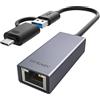 Hama Adattatore USB 3.0 M / 8p8c F (RJ 45), Fast Ethernet LAN 10/100/1000,  Gigabit, nero