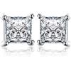 JewelryPalace 0.8ct Orecchini a Bottone Donna Argento 925 con Creato Moissanite, Piercing Orecchini a Lobo Donna con Pietra a Taglio Principessa, Orecchini Solitario Matrimonio Set Gioielli Donna