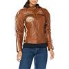 URBAN 5884 Giacca da motociclista da donna con protezioni, giacca in pelle di agnello, protezioni per schiena, spalle e gomiti | Tan | M