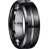 NUNCAD 8mm Anello in Tungsteno Nero con Scanalatura Centrale Uomo Donna Finitura Opaca Lucidatura Comode per Quotidiano Moda Taglia 27.5