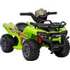 HOMCOM Quad Elettrico per Bambini con Batteria Ricaricabile 6V, Fari Funzionanti e Pulsante Acceleratore, Età 18-36 Mesi, 66x44x42cm, Verde