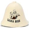 Natural Textile Capello da Sauna 'Sauna Boss Bucket' Bianco - Cappelli in feltro di lana biologico 100% - Proteggi la tua testa dal calore - Guida eBook per Sauna in inglese incluso
