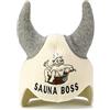 Natural Textile Capello da Sauna 'Sauna Boss Devil' Bianco - Cappelli in feltro di lana biologico 100% - Proteggi la tua testa dal calore - Guida eBook per Sauna in inglese incluso
