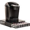 Mind Reader - Cassetto per cialde da caffè, capacità 36 cialde, organizer da appoggio, divisori rimovibili, in metallo, colore: nero