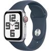 Apple Watch SE GPS + Cellular Cassa 40mm in Alluminio Argento con Cinturino Sport Blu Tempesta - S/M
